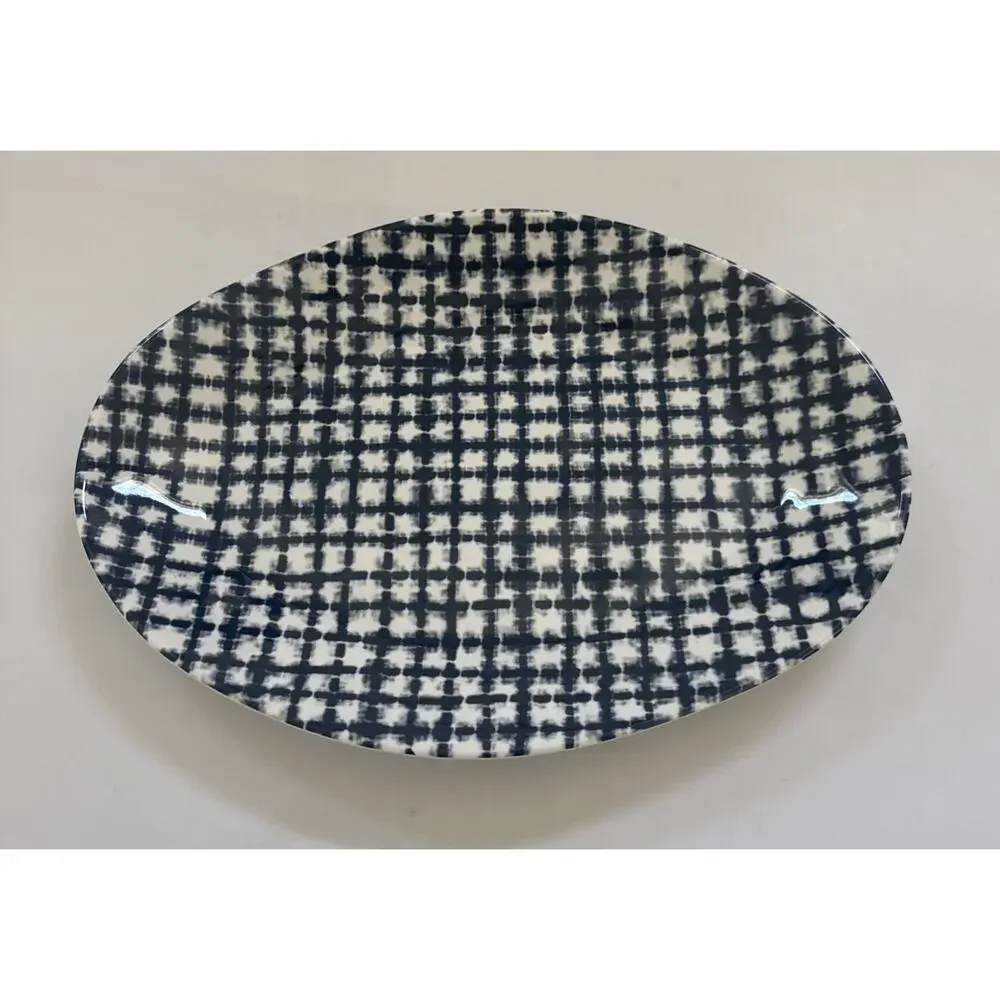 Crate and Barrel Oval Serving Platter Summer Beachy Abstract